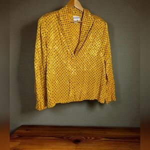 Vintage Russ Korean 18 Metallic Yellow Polka Dot Blouse